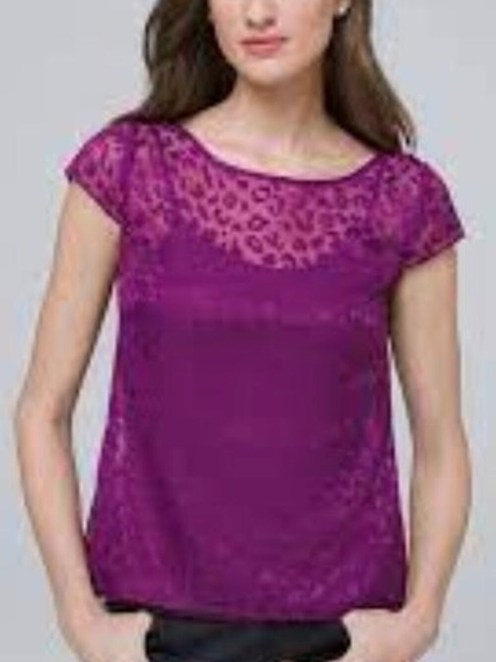 NWT, WHITE HOUSE BLACK MARKET Leopard-Burnout Tee + Cami Tops - XS